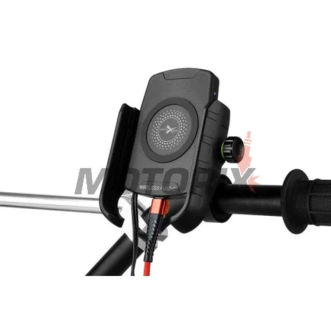 Držák telefonu -4 RIDE- s bezdrátové nabíječka + USB C, antivibrační - univerzální