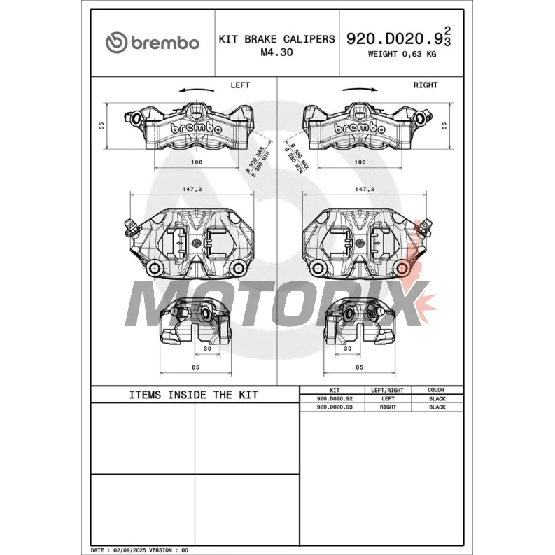 Brzdový třmen -BREMBO- Aprilia RSV4, Ducati Panigale V4/Streetfighter V4/Superleggera V4, Triumph Rocket 3/Speed Triple/Street Triple/Tiger 900