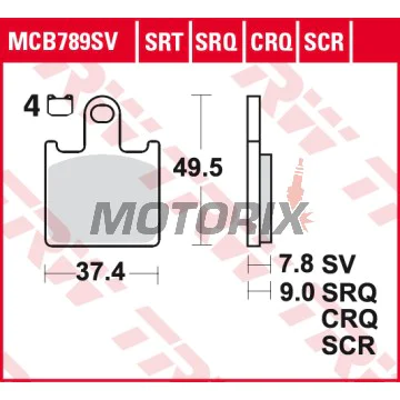 Brzdové destičky -TRW- MCB789SV, Kawasaki GTR1400/Z750R-Z1000/ZG1400 Concours/ZX-14R/ZX-6R 600-636/ZZR1200-1400 (2002-2018)