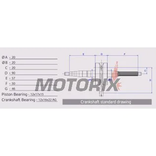 Kliková hřídel -ATHENA-, Aprilia RS 50 2006-2010, RS4 50 2011-2016/2018, RX 50 2006-2014, SX 50 2006-2011, Derbi GPR 50 2004/2006-2014, Senda 50 2005-2013, Gilera RCR 50 2013-2018, SMT 50 2013-2018