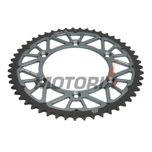 Zadní rozeta -JT- JTX251,51GR, 51 zubů, šedý, hybridní, Yamaha FX 250 2016-2018, TT-R 230 2005-2017, WR 250 1999-2020, WR 400 1999-2002, WR 426 2001-2002, WR 450 2003-2020, YZ 125/250 1999-2020, YZ 400 1999, YZ 426 2000-2002, YZ 450 2003-2020
