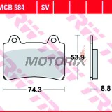 Brzdové destičky -TRW- MCB584, Triumph Tiger 900 1993-1998; Yamaha FJ 1200, FZR 750/1000, TRX 850, XJR 1200, XVZ 1300 1987-2001