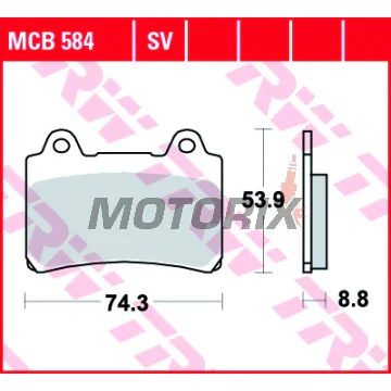 Brzdové destičky -TRW- MCB584SV, Triumph Tiger 900 1993-1998; Yamaha FJ 1200, FZR 750/1000, TRX 850, XJR 1200, XVZ 1300 1987-2001