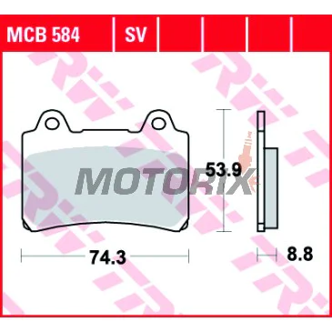 Brzdové destičky -TRW- MCB584, Triumph Tiger 900 1993-1998; Yamaha FJ 1200, FZR 750/1000, TRX 850, XJR 1200, XVZ 1300 1987-2001