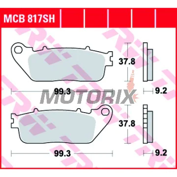 Brzdové destičky -TRW- MCB817SH, Honda CD 250U, CH 125 Spacy, MBX 50SD, VFR 1200F; Hyosung Comet/GT/GV Karion/RX/XRX 125/250/650/700; Kymco Nexxon 50, Pulsar 125 - 50/125/250/650/700/1200cc, 1985-2010