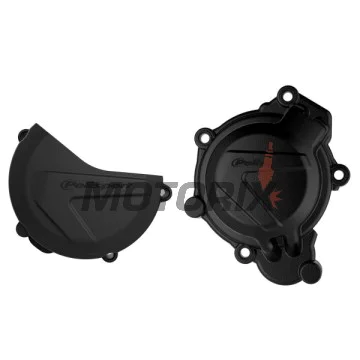Sada chráničů víka spojky a víka statoru -POLISPORT- černé, KTM SX, XC 125/150 2016-2018