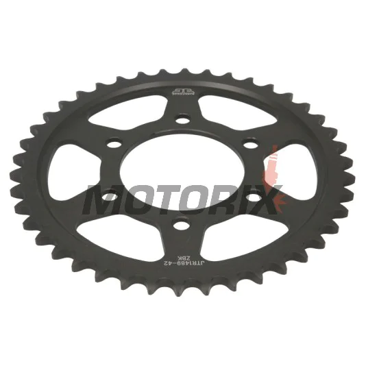 Zadní rozeta -JT- JTR1489,42ZBK, 42 zubů, černý zinek, ocelový, Kawasaki KLZ 1000 2010, 2012-2019, Z 1000 2003-2020, Z 900 2017-2019, ZR 1000 2010-2014, ZX-10R 1000 2004-2005, 2008-2019, ZX-6R 600 1998-2002, ZX-7R 750 1996-2003, ZX-7RR 750 1996-1999