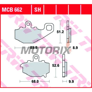 Brzdové destičky -TRW- MCB662SH, Kawasaki ER-6F/ER-6N 650, GPZ1100, Versys 650, Z/Z1000/Z750, Zephyr, ZRX400, ZX-6R/9R/10R, ZZR600 (1993-2018)