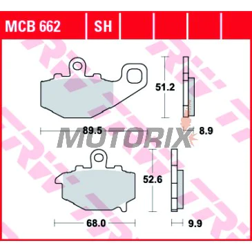 Brzdové destičky -TRW- MCB662, Kawasaki ER-6F/ER-6N 650, GPZ1100, Versys 650, Z/Z1000/Z750, Zephyr, ZRX400, ZX-6R/9R/10R, ZZR600 (1993-2018)