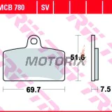 Brzdové destičky -TRW- MCB780SV, Aprilia RS4 50, Derbi GPR 125 Nuda, Rieju Tango 125/125 Pro
