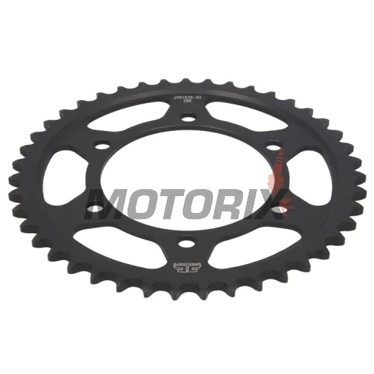 Zadní rozeta -JT- JTR1876,43ZBK, 43 zubů, černý zinek, ocelový, Suzuki GSX-R 1000 2017-2020, GSX-R 600 2011-2019, GSX-R 750 2011-2020, GSX-S 1000 2015-2018, GSX-S 750 2017-2018, Yamaha FJ-09 847 2015-2017, FZ-07 689 2015-2017, FZ-09 850 2014-2017