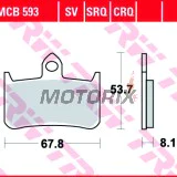 Brzdové destičky -TRW- MCB593, Honda CB Hornet 250/900 & X4 1300, NT650 Hawk, RVF400 NC35, RVF750R