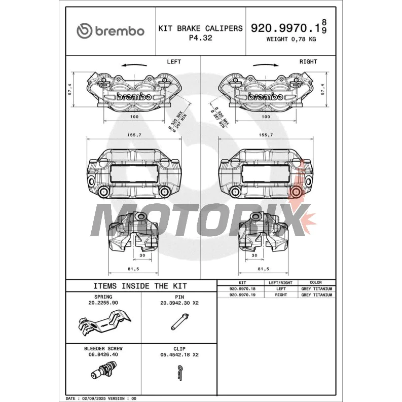 Brzdový třmen -BREMBO- Aprilia Dorsoduro/Tuono, Ducati Hypermotard/Monster/Multistrada/Streetfighter, KTM Adventure/Duke/Super Adventure, Moto Guzzi 1200-1400, MV Agusta Brutale/F3