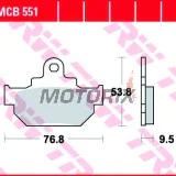 Brzdové destičky -TRW- MCB551, Aprilia Tuareg 125 Rally (1991), Suzuki DR 600/650 Dakar & SE (1985-2017), LS 650 Savage (1993-2000), RM 250 (1986-2004)