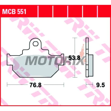 Brzdové destičky -TRW- MCB551, Aprilia Tuareg 125 Rally (1991), Suzuki DR 600/650 Dakar & SE (1985-2017), LS 650 Savage (1993-2000), RM 250 (1986-2004)