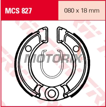 Brzdové čelisti -TRW- MCS827, 80x18mm, Honda NB50 Melody NC50 Express ND50 Melody NE50 Vision NP50 Melody Mini NX50 Caren QR50 XR50R Monkey Z/ZB50 Peugeot ST50 STL50 Suzuki DR-Z70 Yamaha TT-R50/50E