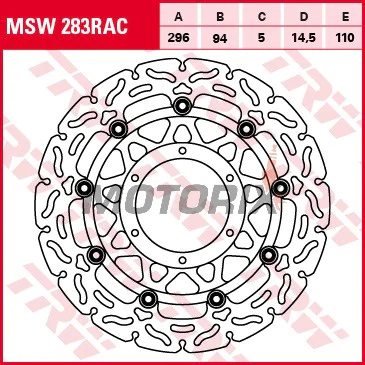 Brzdový kotouč -TRW- MSW283RAC, 296mm, Honda CB600F/600FA Hornet ABS, CBR600FA ABS (2007-2015)