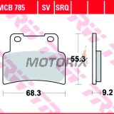 Brzdové destičky -TRW- MCB785, Aprilia Mana, RS, Shiver, Dorsoduro; Yamaha MT, YZF-R125 - 125, 750, 850, 900, 1200cc, 2007-2017