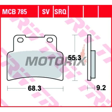 Brzdové destičky -TRW- MCB785, Aprilia Mana, RS, Shiver, Dorsoduro; Yamaha MT, YZF-R125 - 125, 750, 850, 900, 1200cc, 2007-2017