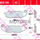Brzdové destičky -TRW- MCB759, Honda Innova, CBF/CBR 125R, MSX Grom; Rieju RS-2 (2003-2017)