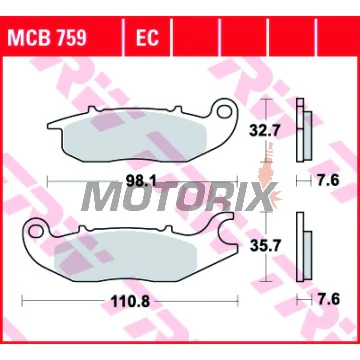 Brzdové destičky -TRW- MCB759EC, Honda Innova 125, CBF 125, CBR 125R, Rieju RS-2 50/125 Matrix/Pro