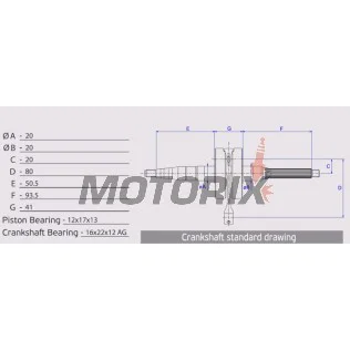 Kliková hřídel -ATHENA-, Aprilia Mojito 50 2004-2008, Scarabeo 50 2006-2014, Sportcity 50 2008-2010, SR 50 2003-2014, Derbi Atlantis 50 2002-2010, Boulevard 50 2009-2012, GP1 50 2001-2003/2005, Variant 50 2012, Gilera D.N.A 50 2000-2004