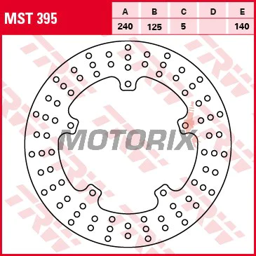 Brzdový kotouč -TRW- MST395, 240mm, Aprilia SR Max 125/300 + Gilera Fuoco 500ie + Nexus 125/250/300/500 + Piaggio Beverly 400/500 + MP3 250/400 LT/RL + X-Evo 250/400 + X7 125/300 + X8 125/200/400 + X9 500 Evoluzione + GTX125 Super Hex