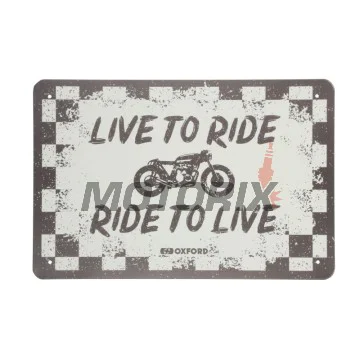 Garážová cedule -OXFORD- Live to Ride, 200x300mm