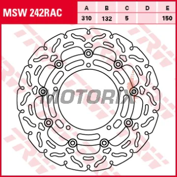 Brzdový kotouč -TRW- MSW242RAC, 310mm, Yamaha FZ8/Fazer 800, XT1200Z Super Tenere/Worldcrosser, YZF-R1 1000, YZF-R6 600 (2004-2019)