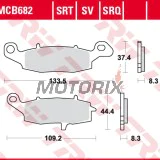 Brzdové destičky -TRW- MCB682, Kawasaki ER-5/ER-6, Versys, KLR, GPZ, Vulcan, Z750, Zephyr, ZR-7; Suzuki V-Strom, Bandit, GSX, GSR, SV650, Gladius, Intruder