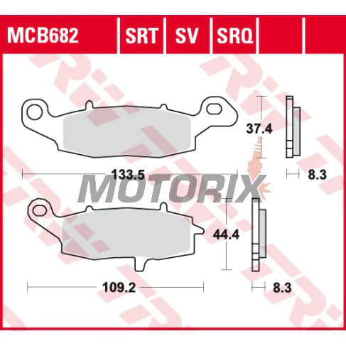 Brzdové destičky -TRW- MCB682, Kawasaki ER-5/ER-6, Versys, KLR, GPZ, Vulcan, Z750, Zephyr, ZR-7; Suzuki V-Strom, Bandit, GSX, GSR, SV650, Gladius, Intruder