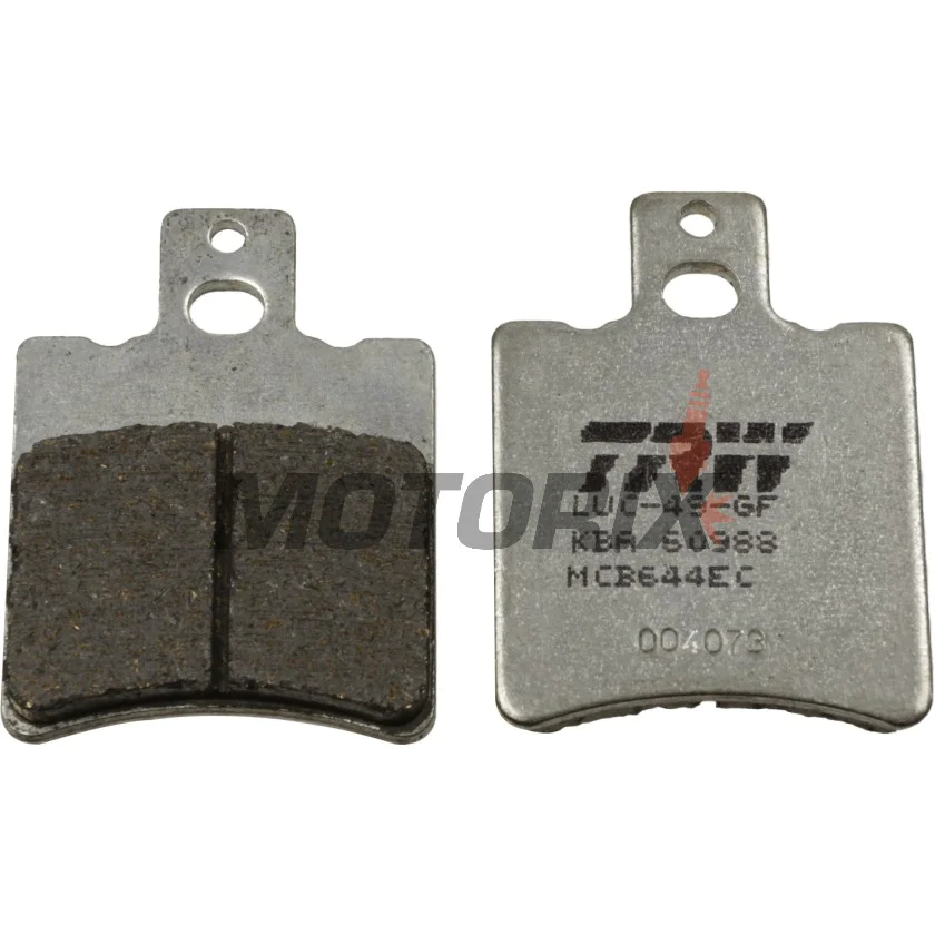 Brzdové destičky -TRW- MCB644EC, Aprilia AF1 (1987-1991), RS/SR/Rally (1993-2006), Tuono/SX (2004-2007); Cagiva Aletta/Elefant/Dakar (1981-2000); KTM SX 60/65 (2000-2003); MBK Booster/Nitro/Ovetto (1994-2006); Yamaha Breeze (1995-2012); Piaggio DNA/GTX/He