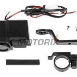 USB adaptér -4 RIDE- 12V, 2xUSB (Type C) + voltmetr, s držák zrcátka/řídítka 22mm - univerzální