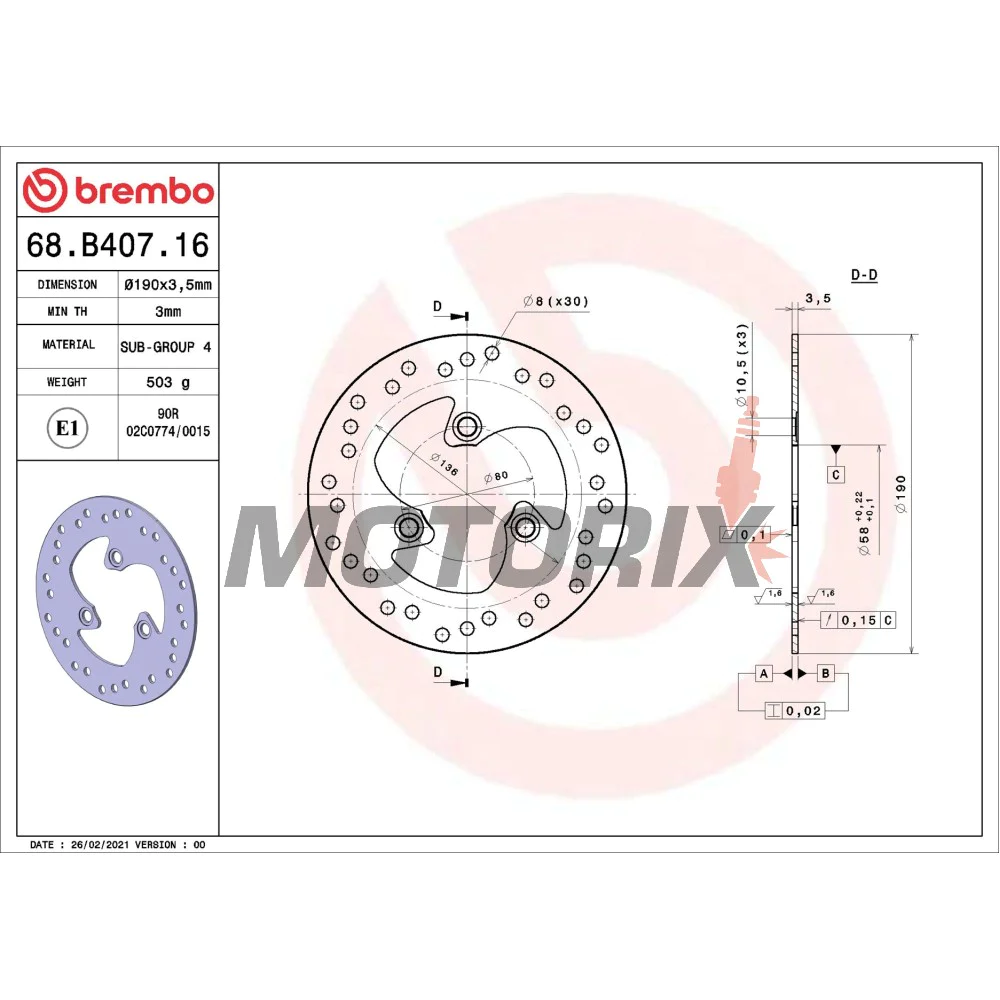 Brzdový kotouč -BREMBO- 68B40716, Benelli 491, K2, Naked; Beta Ark, Eikon, Quadra; Honda Bali, SJ, Sky; MBK Booster, Stunt, Nitro; Peugeot Buxy, Elyseo, Elystar, Jet Force, Looxor, Ludix, SV, Speedake, Squab, TKR, Vivacity (1990s-2006)