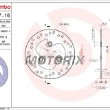 Brzdový kotouč -BREMBO- 68B40716, Benelli 491, K2, Naked; Beta Ark, Eikon, Quadra; Honda Bali, SJ, Sky; MBK Booster, Stunt, Nitro; Peugeot Buxy, Elyseo, Elystar, Jet Force, Looxor, Ludix, SV, Speedake, Squab, TKR, Vivacity (1990s-2006)