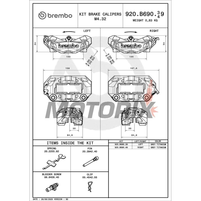 Brzdový třmen -BREMBO- Aprilia ETV 1200/Tuono V4R, BMW F800/R1200/R nineT, Ducati Hypermotard/Monster/Panigale, MV Agusta 800, Triumph Street/Tiger 1200
