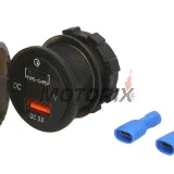 Adaptér, zapalovač cigaret -4 RIDE- 12V, 3.6A, USB 3.0 + PD (Power Delivery - type C), voltmetr, 2 pinů - univerzální