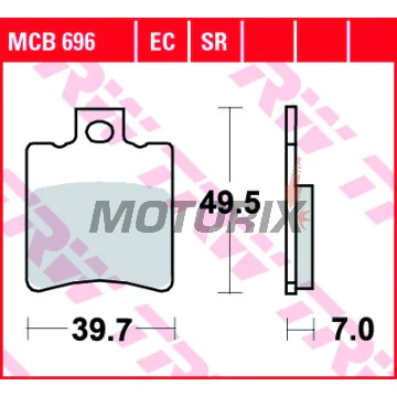 Brzdové destičky -TRW- MCB696SR, sintrované, Aprilia SR/Leonardo/Gulliver, Benelli K2/Velvet, Gilera Runner/NRG/Typhoon, Honda SH/X8R, Malaguti F10/F12/Ciak, Piaggio NRG/TPH/Typhoon/Zip, Suzuki Katana (1992-2018)