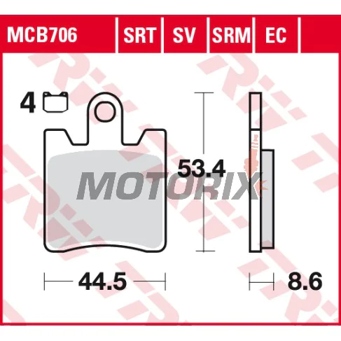 Brzdové destičky -TRW- MCB706SRM, sintrované, Suzuki AN 400 Burgman - 400cc, 1999-2006