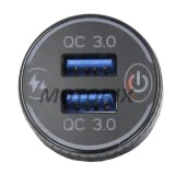 USB adaptér do zapalovače -4 RIDE- 12V, 2xUSB 3.0 + voltmetr - univerzální