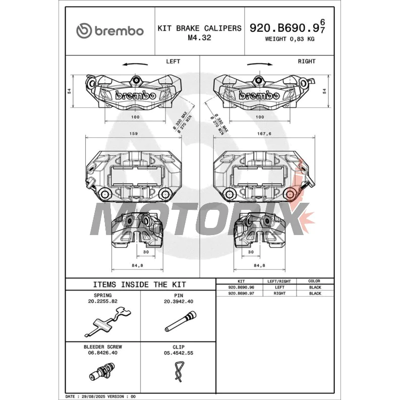 Brzdový třmen -BREMBO- Aprilia, BMW, Ducati, MV Agusta, Triumph 800-1200 (2011-2022)