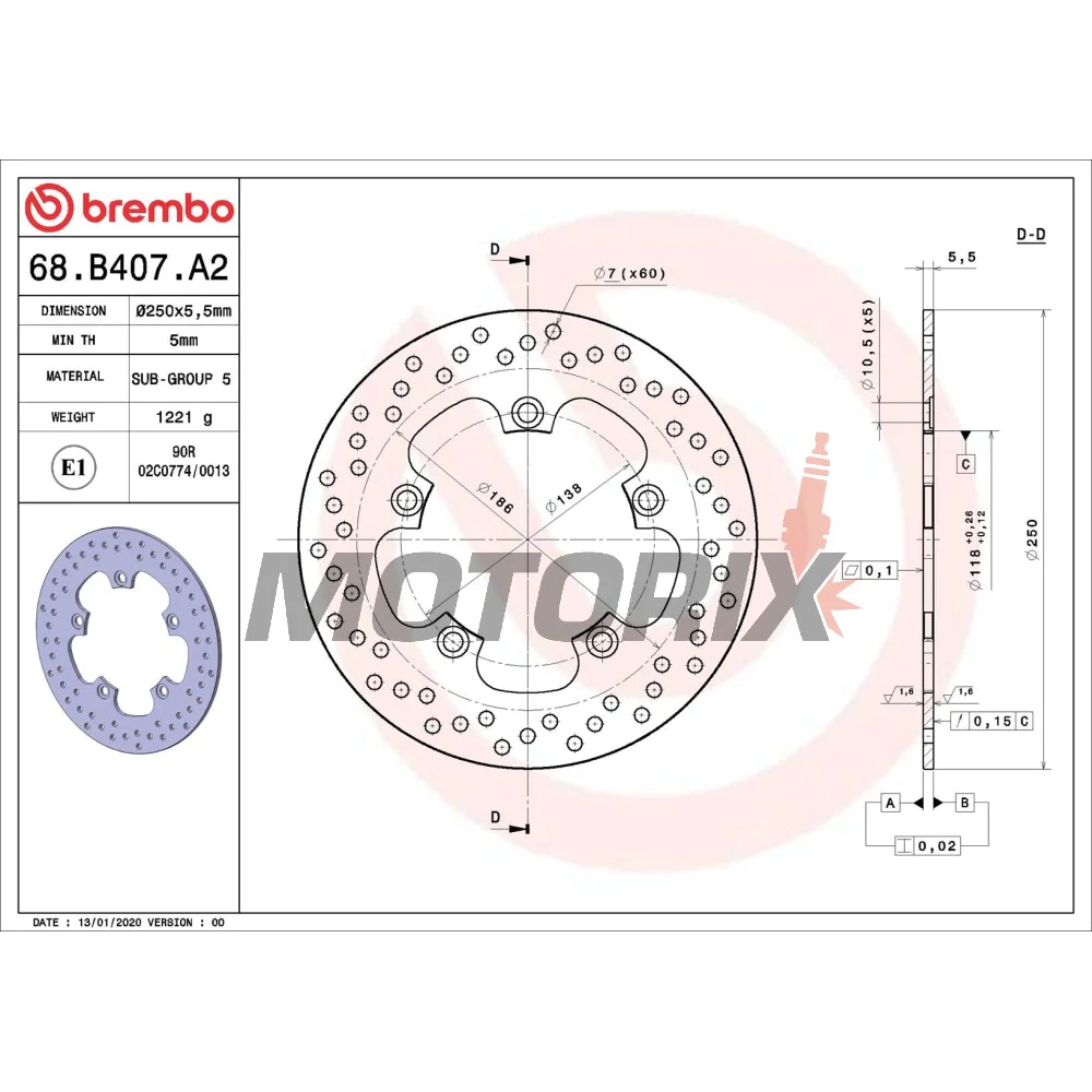 Brzdový kotouč -BREMBO- 68B407A2, Suzuki AN 650 Burgman (2004-2012)