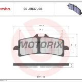 Brzdové destičky -BREMBO- 07BB3793, Aprilia RSV4, BMW HP2/HP4/S1000RR, Ducati 1098/1198/848/Diavel/Panigale/xDiavel, Kawasaki Ninja H2/ZX-10R/ZX-14R, KTM RC8/Super Duke, MV Agusta Brutale/F3/F4, Suzuki Hayabusa/GSX-R/GSX-S, Triumph Day