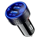 USB adaptér do zapalovače -4 RIDE- 12V, 2xUSB 3.0 + voltmetr - univerzální