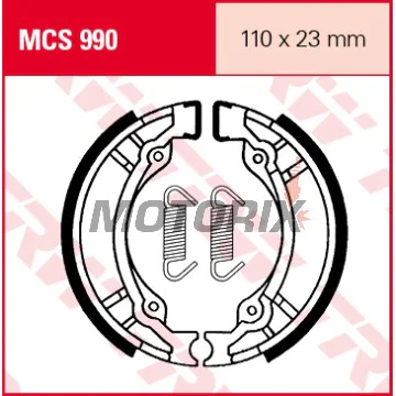 Brzdové čelisti -TRW- MCS990, 110x23mm, PGO Big Max 50/50S Comet50 Galaxy50/90 PM-X50/110 PS50 Super Fifty SYM Husky125 Suzuki AH100 Address TR50S Street Magic UG110 Hokuto