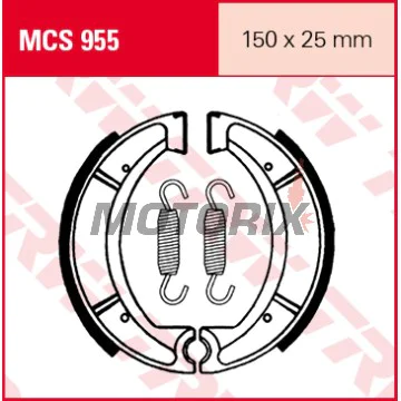 Brzdové čelisti -TRW- MCS955, 150x25mm, Yamaha DT 250MX (1977-1982); SR 500 (1984-1999); XT 500/550/600Z Tenere (1982-1989); YZ 490 (1982-1987)