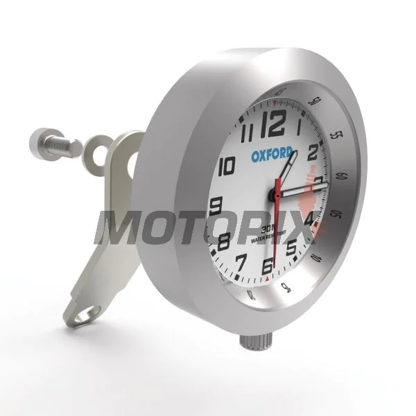 Analogové hodiny na motocykl -OXFORD- AnaClock, stříbrný, 39mm