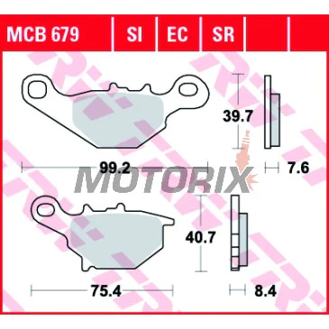 Brzdové destičky -TRW- MCB679SI, Kawasaki KLX/KMX 125, Suzuki AN125/150, DR-Z125/L, RM80/85, TR50 Street Magic, UC125 Epicuro, UG110 Hokuto (1995-2013)