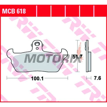 Brzdové destičky -TRW- MCB618, Aprilia Pegaso/RX/Tuareg, Cagiva Elefant/Freccia/Mito/Supercity/W8-W16, Gilera RC600, Moto Guzzi Quota 1000ie, Moto Morini Dart (1988-1999)