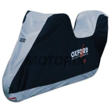 Plachta na motocykl s kufrem -OXFORD- Aquatex Topbox, černá/stříbrná, S